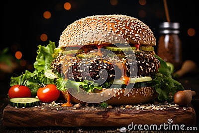 fresh tasty burger The Ultimate Juicy Burger Delight Stock Photo