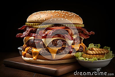 fresh tasty burger The Ultimate Juicy Burger Delight Stock Photo