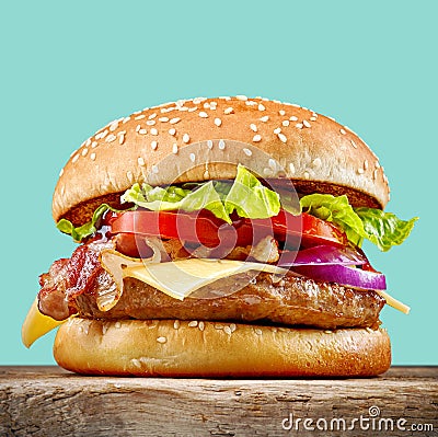 Fresh tasty burger Stock Photo