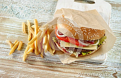 Fresh tasty burger Stock Photo