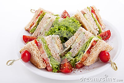 Fresh tasty club sandwich salad and toast Stock Photo