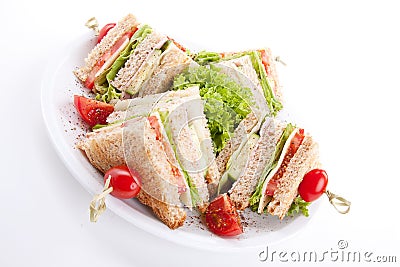 Fresh tasty club sandwich salad and toast Stock Photo