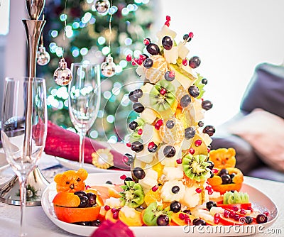 Fresh tasty Fruit tree on plate Stock Photo
