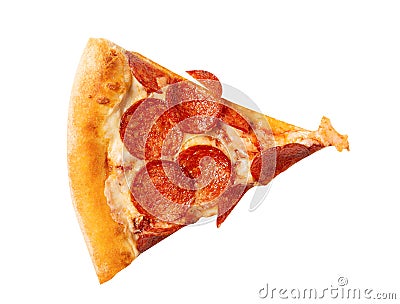 Fresh tasty pepperoni pizza slice isolated on white background Stock Photo