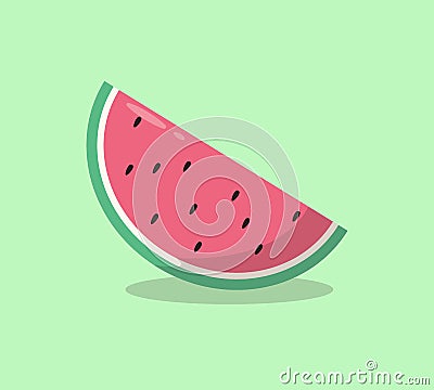 Fresh and tasty watermelon sliced. Vegetarian and ecology food. Healthy food. Sweet water melon. Tropical fruits Vector Illustration