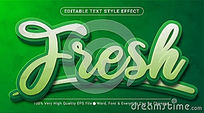 Fresh text effect on green combination background, Editable Text Effect Vector Illustration