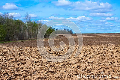 Fresh tillage ploughed field Stock Photo