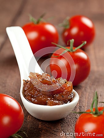 Fresh tomato chutney Stock Photo