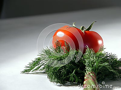 Fresh tomato and dill 2 Stock Photo