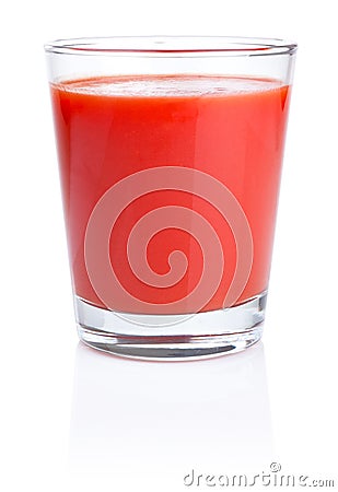 Fresh Tomato juice glass isolated on white Stock Photo