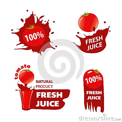 Fresh tomato juice, a natural product, icon, logo and illustration Vector Illustration