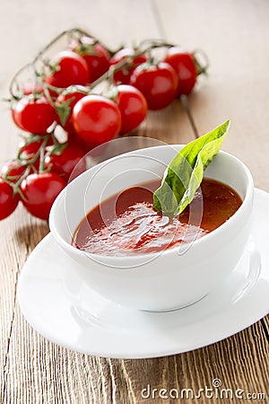 Fresh tomato soup Stock Photo