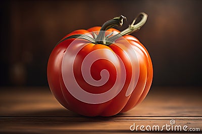 Fresh tomatoe on a wooden background. ai generative Stock Photo