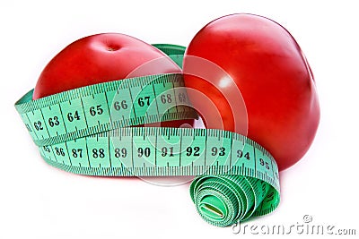 Fresh tomatoes tied with centimeter Stock Photo