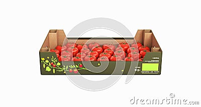 Fresh tomatos in box without shadow on white background 3d Stock Photo