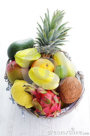 Fresh tropical fruits Stock Photo