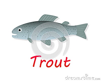 Fresh Trout fish in flat style, vector Vector Illustration