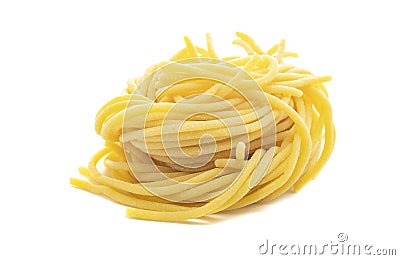 Fresh uncooked spaghetti pasta isolated Stock Photo