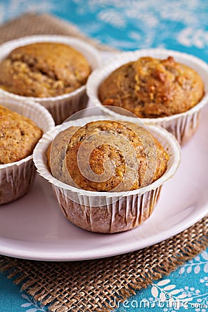 Fresh vegan banana muffins Stock Photo