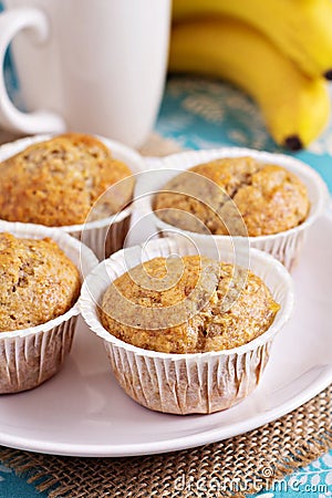 Fresh vegan banana muffins Stock Photo