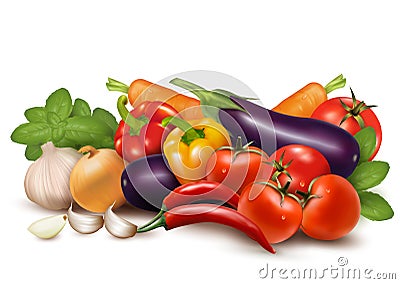 Fresh vegetable with leaves Healthy Eating Vector Illustration