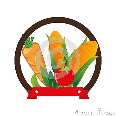 Fresh vegetable product seal Vector Illustration