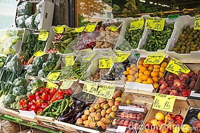 Fresh vegetable stall Stock Photo