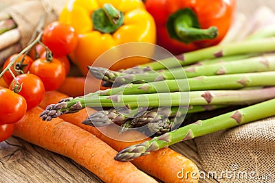 Fresh vegetables in a country kitchen Stock Photo