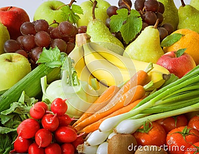 Fresh vegetables and fruit Stock Photo