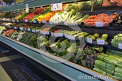 Fresh vegetables grocery store supermarket Editorial Stock Photo