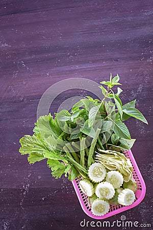 Fresh vegetables with herbs. Stock Photo
