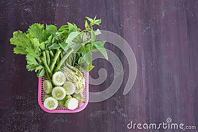 Fresh vegetables with herbs. Stock Photo