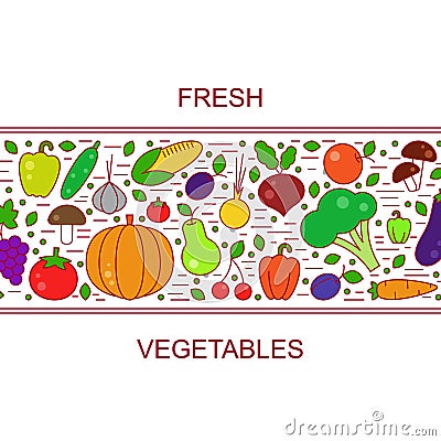 Fresh vegetables line vector illustration Vector Illustration