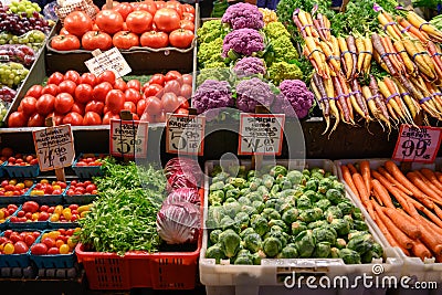 Fresh Vegetables at local farmers market Stock Photo