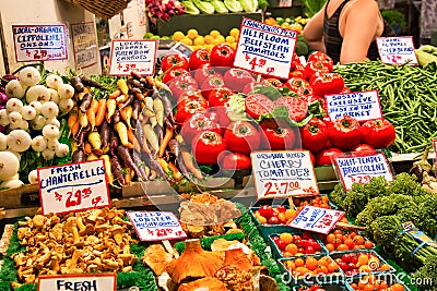 Fresh Vegetables Offering at Seattle Pike Place Market, Washington Editorial Stock Photo