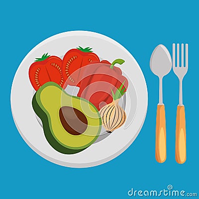 Fresh vegetables salad menu Vector Illustration