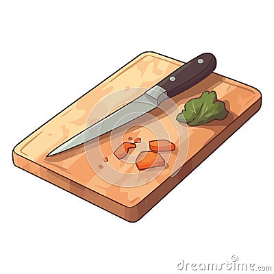 Fresh vegetables sliced on cutting board Vector Illustration