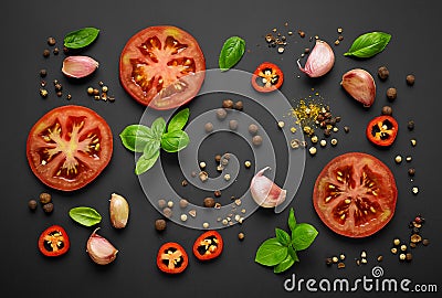 Fresh vegetables and spices Stock Photo
