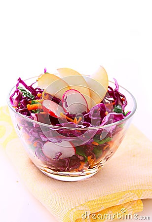 Fresh vegetarian salad with red cabbage Stock Photo