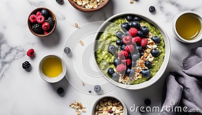 Fresh and vibrant breakfast bowl, ready to fuel your day! Stock Photo