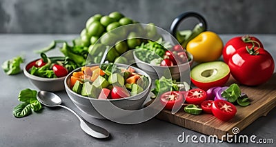 Fresh and vibrant salad ingredients, ready to be enjoyed! Stock Photo