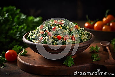 Fresh and Vibrant Tabbouleh Salad: Healthy Mediterranean classic dish. AI generated Stock Photo