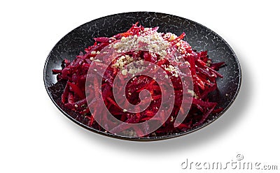 Fresh vitaminous salad in beautiful black modern plate Stock Photo