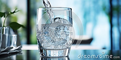 Fresh Water Being Poured Into A Glass Representing The Essential Element Of Hydration And Purity Stock Photo