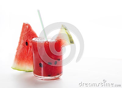 Fresh water melon smoothie on on a white background Stock Photo