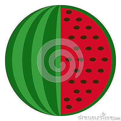 Fresh watermelon flat icon, vector sign Vector Illustration