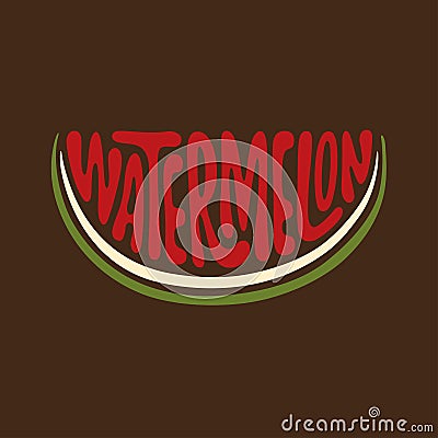 Fresh watermelon fruit typography sign. Vector Illustration
