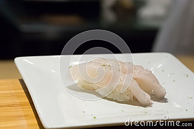 Fresh White Fish Nigiri Sushi Stock Photo