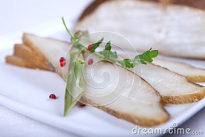 Fresh white fish with salad Stock Photo