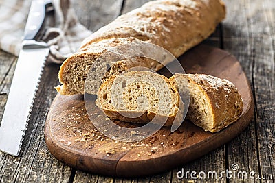 Fresh whole grain bread baguette Stock Photo